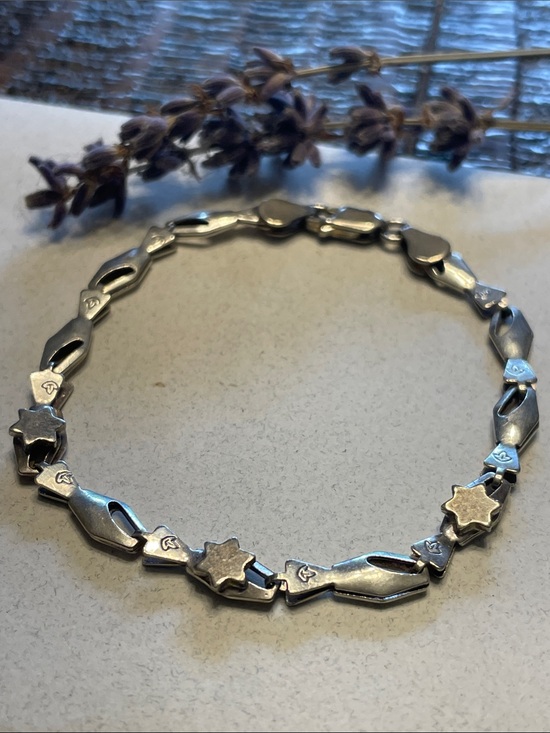Italy Jewelry - VINTAGE Italian Sterling Silver Star Link Bracelet
